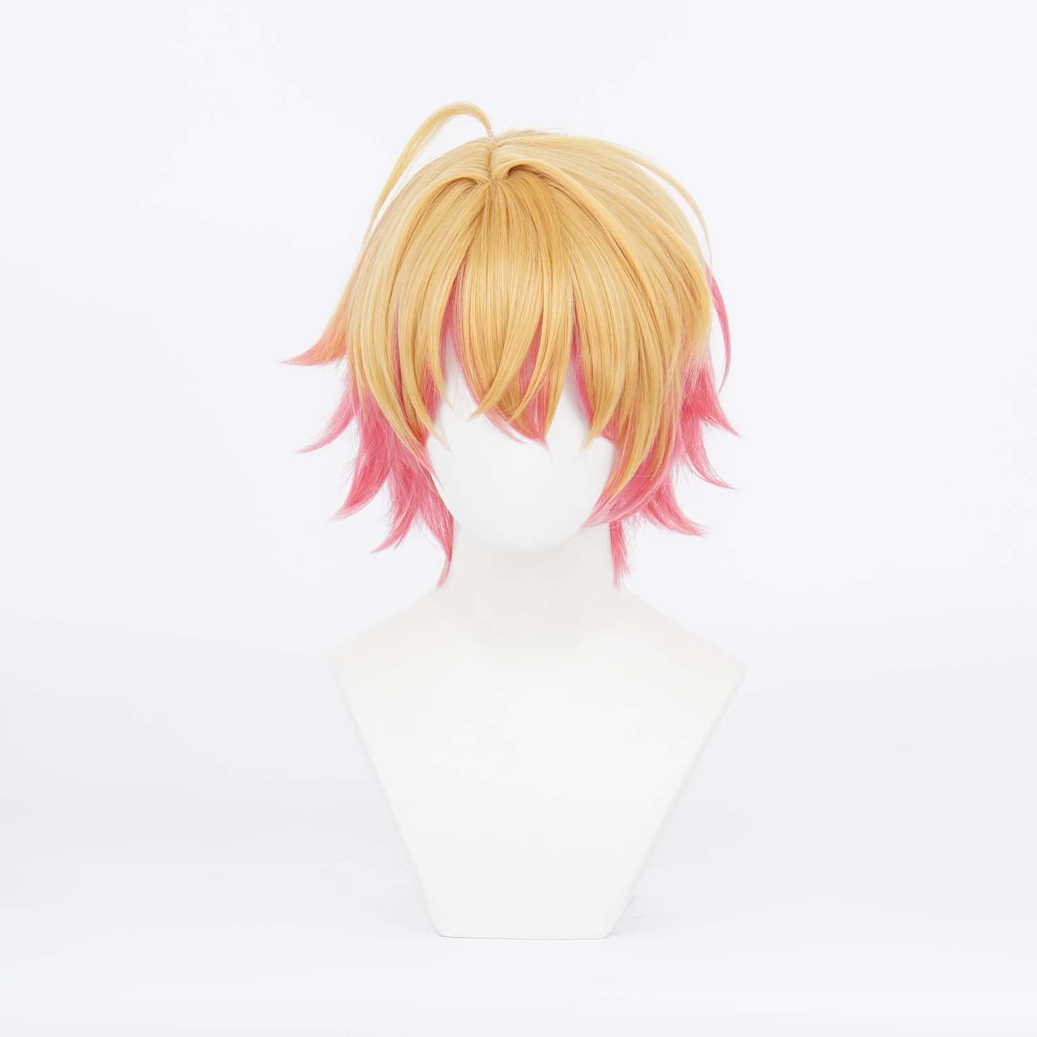 

LVMEY Аниме Персонаж Косплей Кремово-желтый Розовый для Термостойкого Костюма Косплей Парик Сетка Идеально для Комик-Культурных и Школьных Фестивалей Парик, Короткий,