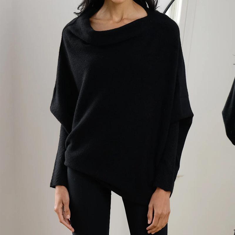 2026 Autumn/Winter Solid Color Round Neck Long Sleeve Knit Pleated Pullover
