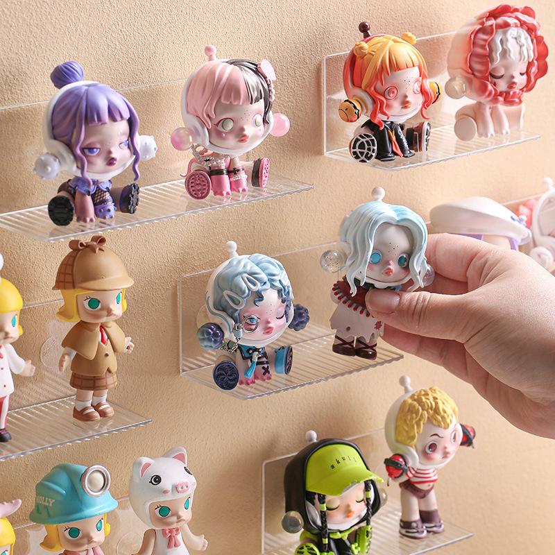 Self-Adhesive Transparent Acrylic Wall Mounted Figures Display Storage Rack Diy Toy Stand