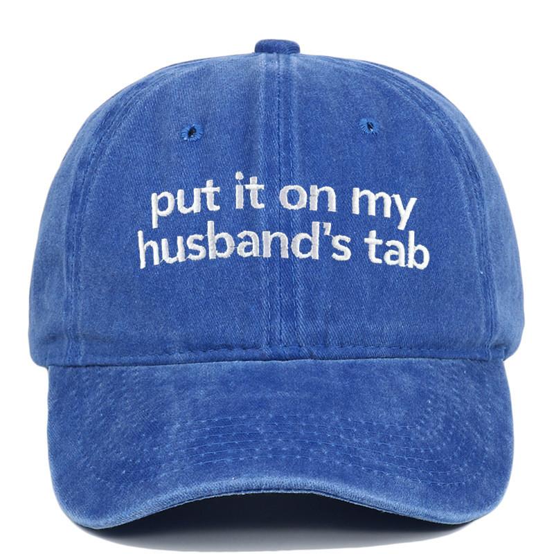 Put It On My Tab Embroidered Cotton Baseball Cap With Sunshade For Outdoor Casual Wear