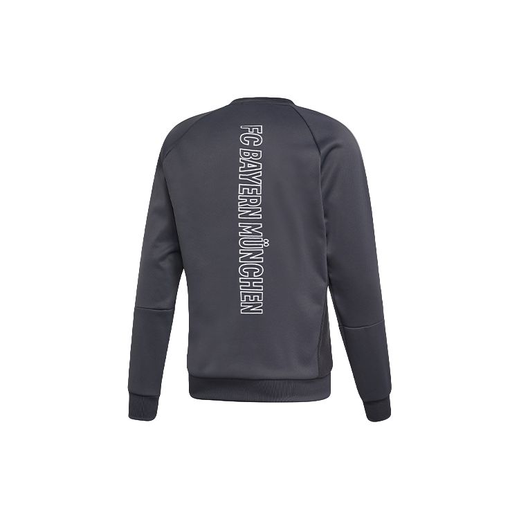 adidas Logo Print Bayern Football Pullover Sweatshirt Men Tops Gray FR3989