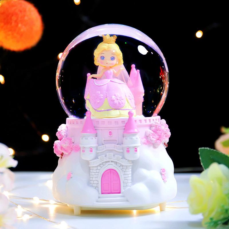 Adorno de Bola de Cristal Musical de Astronauta Nevado
