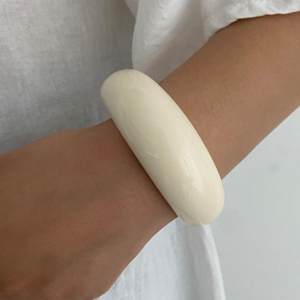 Exaggerated Resin Smudge Wide Face Bracelet Bracelet Retro Geometric Metal Glossy Ring