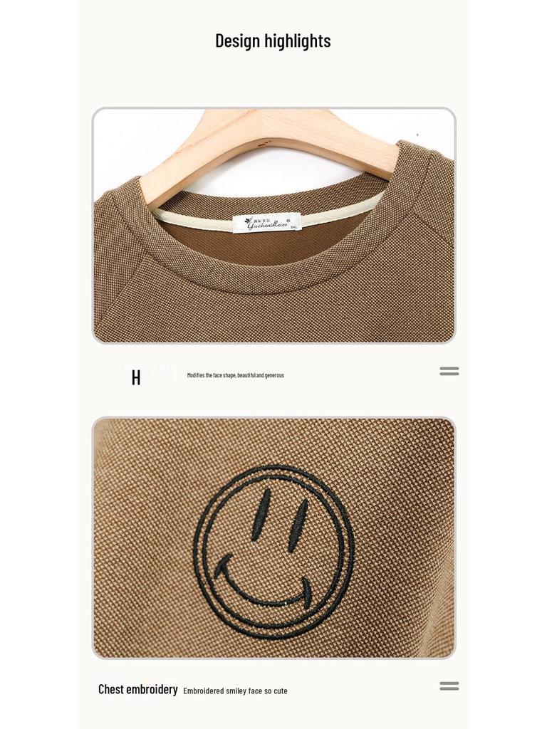 Women's Plus Size Comfy & Breathable Pajama Set: Autumn Slimming Round Neck for Indoor/Outdoor Wear