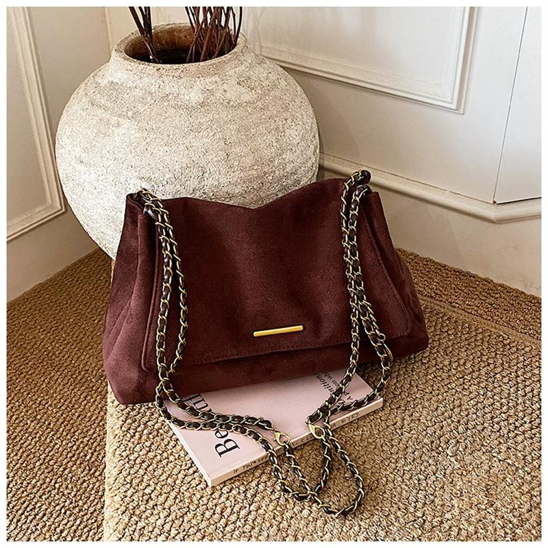 

Women s PU Velvet Shoulder Bag, Retro Large Capacity Handbag with Magnetic Closure, Ideal for Office Work School Travel кавовий