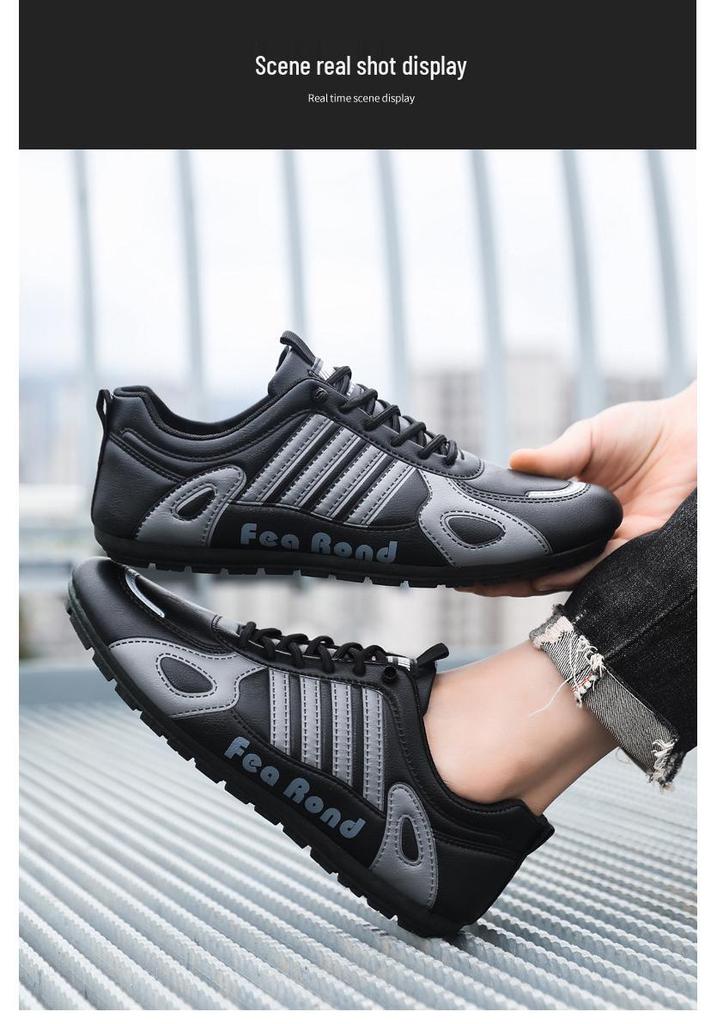 Plus Size Men's Casual Lace-up Shoes - Breathable, Soft Sole, Fashion Color-Block Sports Sneakers.