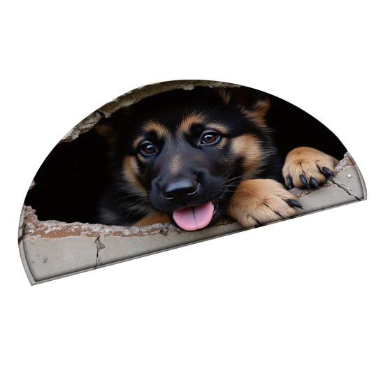 3D Optical Illusion Rug Realistic Hole Floor Mat Bottomless Pit Semi-Circular Doormat Anti-Slip Rug for Entrance Living Room Bedroom Decor