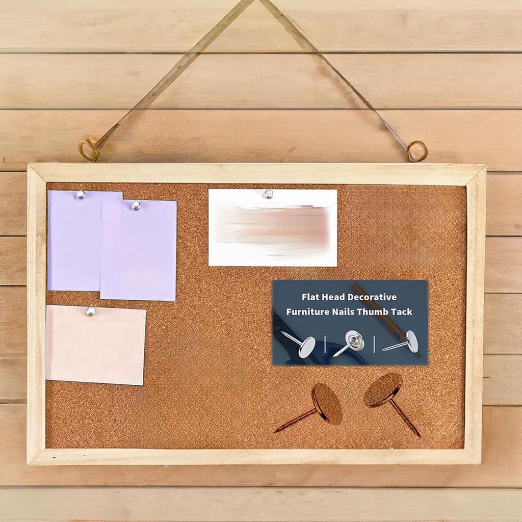 Silver Heavy Duty Thumb Tacks, Extra Long Push P for Upholstery, Carpets, and Wood Surfaces, 100Pcs