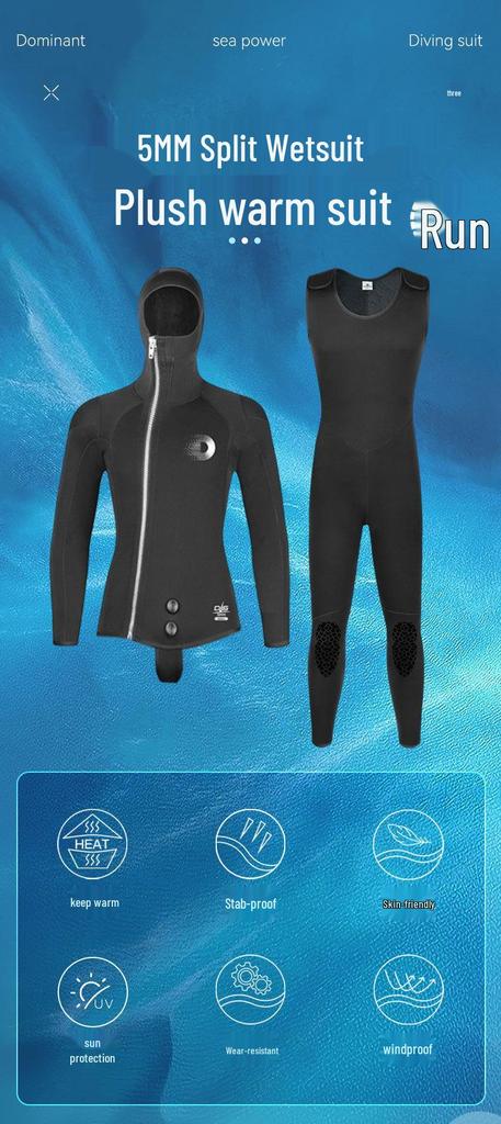 Qianxing Unisex 5mm Wetsuit Set - Cold Protection for Surfing, Winter Swimming, and Deep Diving