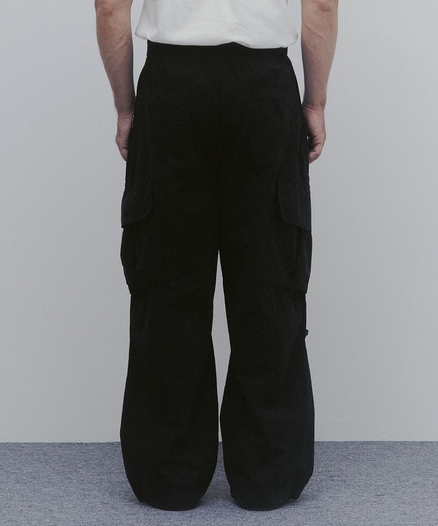 ANDAGAIN Winter Cotton Wide Cargo Pants (Black