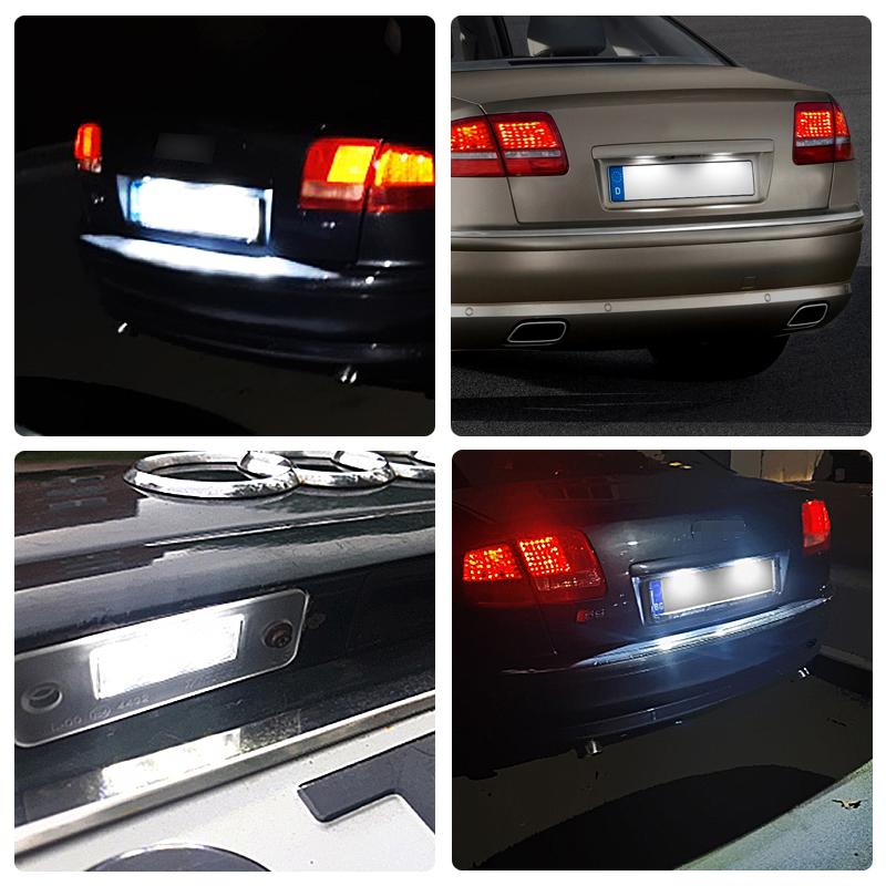 For Audi C72Pcs LED Number License Plate Light For Audi A8 S8 Quattro D3 4E2 4E8 2002-2010 Replace OEM 4E0943021