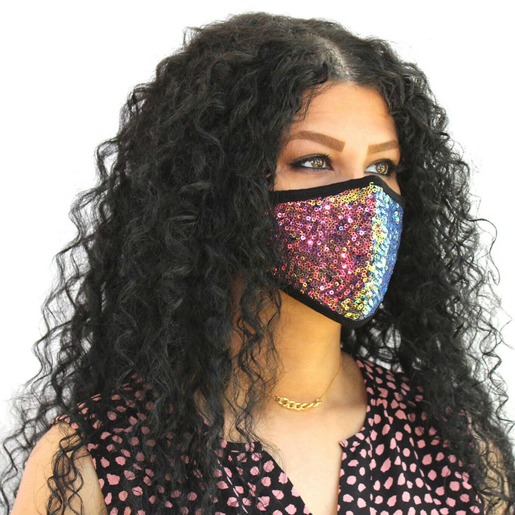 Women Sequins Cotton Mask Washable Breathable Mask Festival Mask
