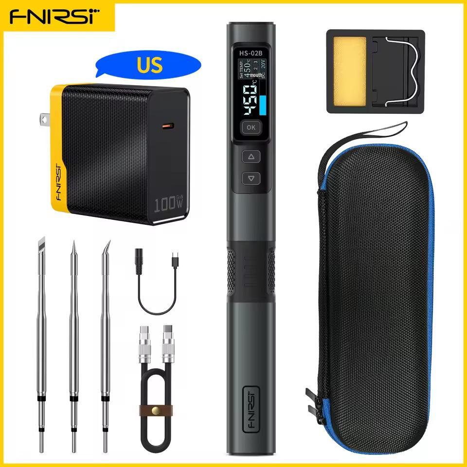 FNIRSI HS-02 100W Smart Electric Soldering Iron - Portable Constant Temperature Pen for Household Repair/Welding.