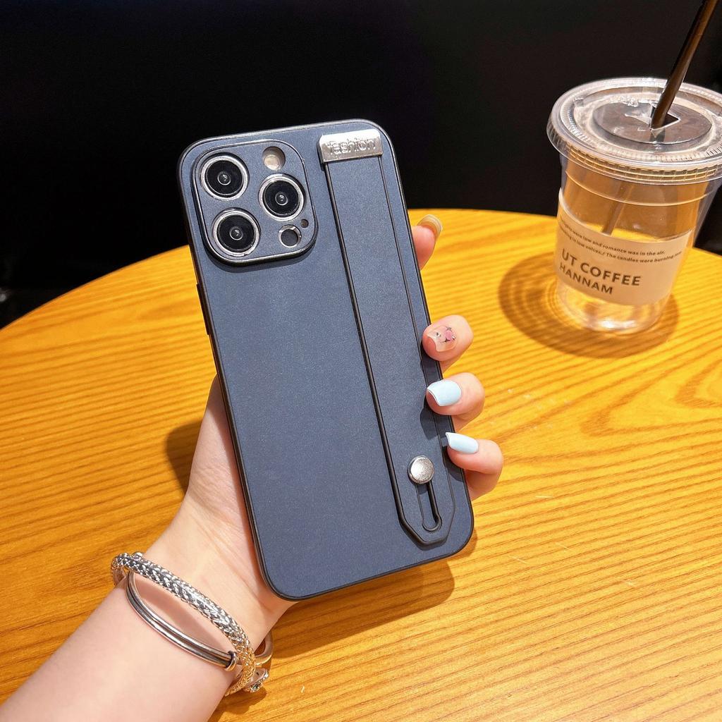 Simple Business Retro Leather Texture Wristband Suitable for IPhone15promax, Anti-drop Apple 14 Phone Case 13