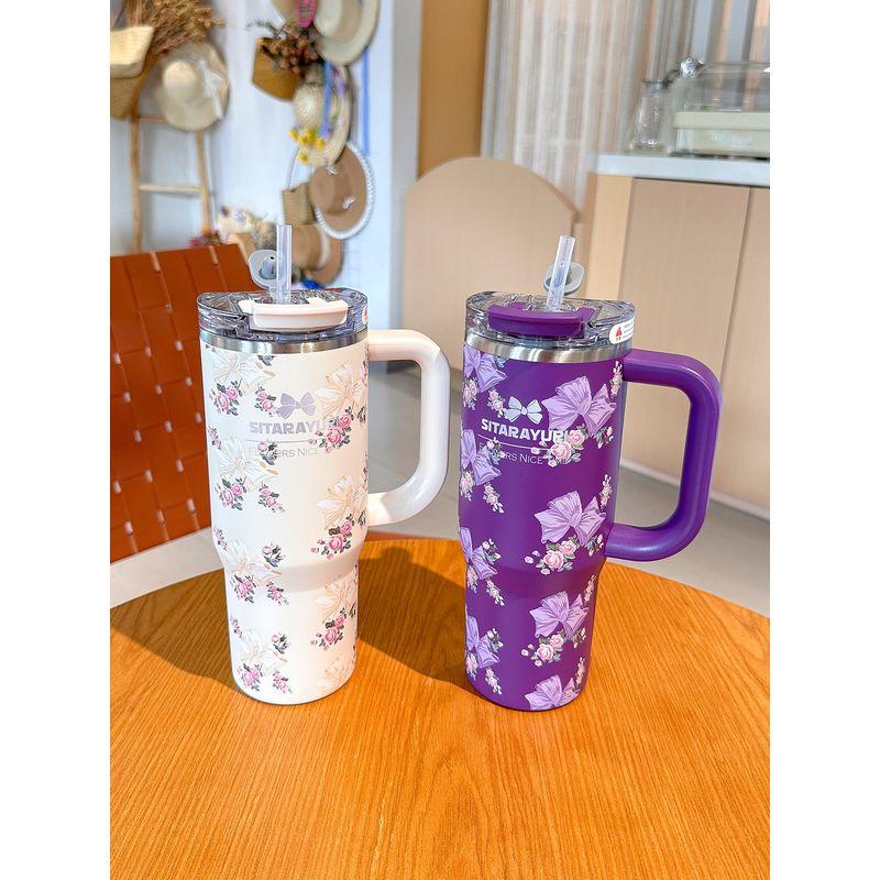 Large Capacity Thermos Cup for Women, Office Coffee Cup, Ice Cup, Straw Water Cup, Giant High-Value Cup