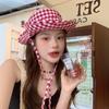 Women's Japanese Plaid Lace-up Fisherman Hat: Summer Wide Brim UV Sun Protection