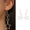 Five Pointed Star Dangle Earrings Chic Hollow Pattern Pentagrams Ear Pendants Punk Accessory for Fashion Forward Ladies