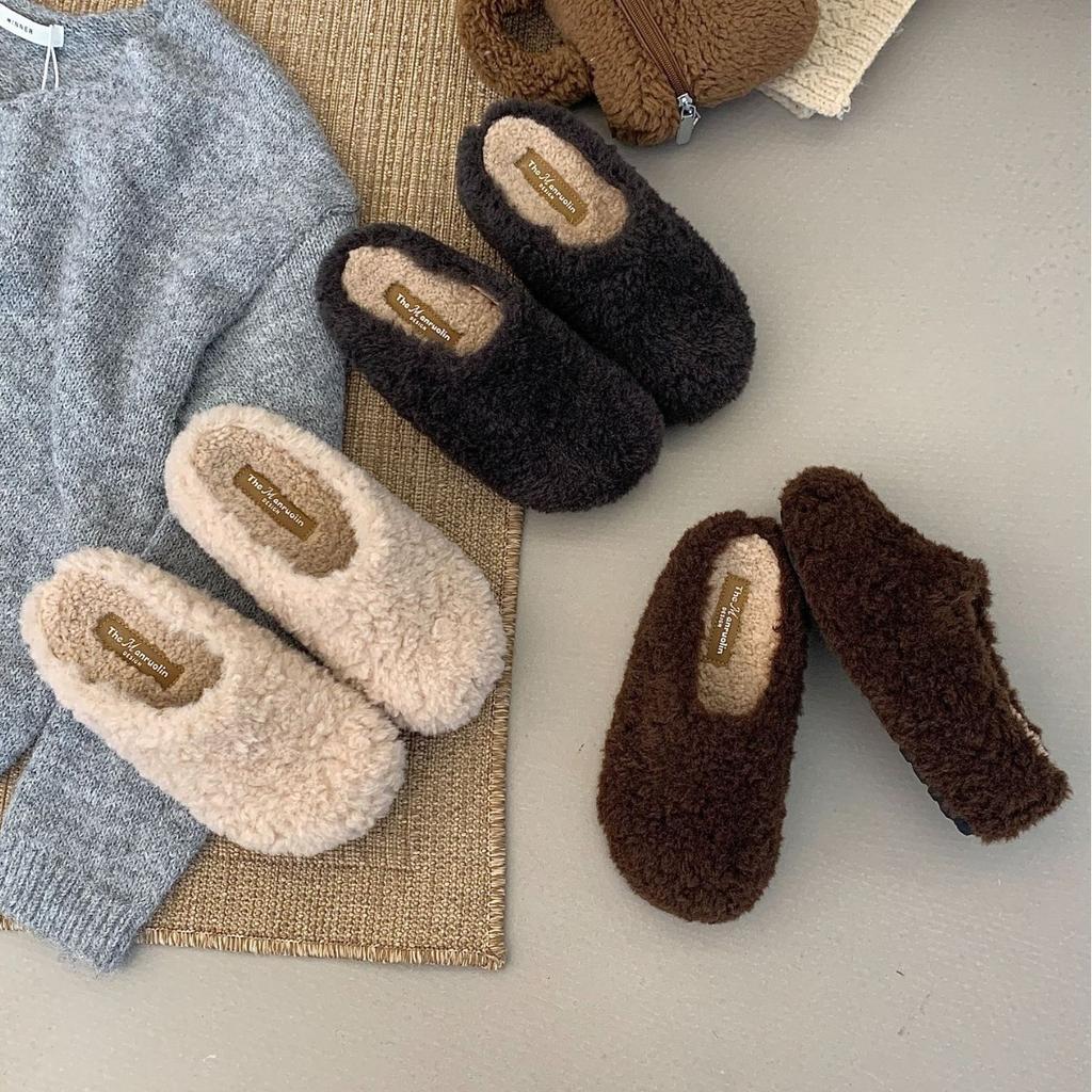 Baotou half slippers outer wear 2025 autumn and winter new comfortable versatile Mao Mao slippers