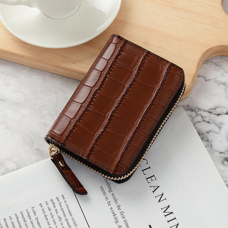 Women Minimalist Short Wallet Solid Color Coin Purse Zipper Clip Card Holder