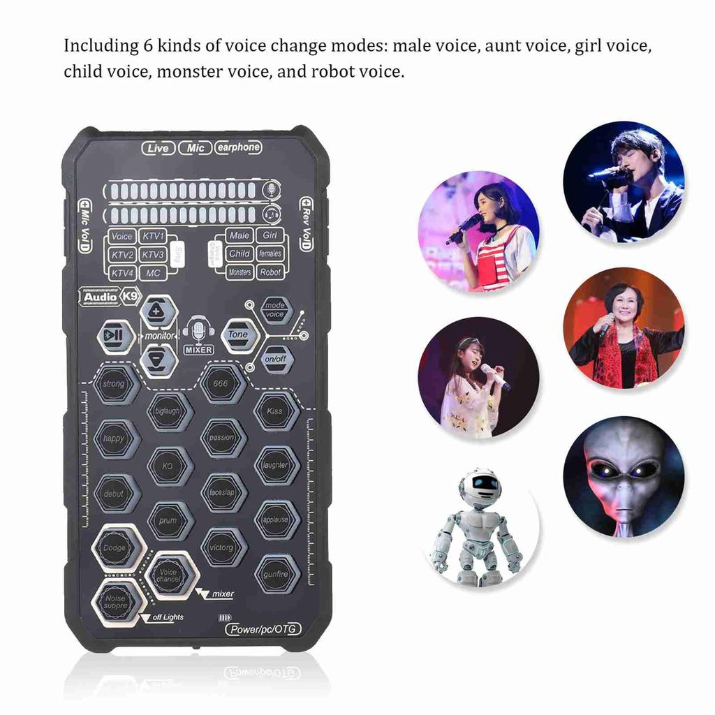 Sound Card Compact Size 6 Different Sound Modes Live Sound Card for Music Listening Singing Recording