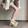Krazing Pot Cow Leather Wool Blend Winter Round Toe Platform Snow Boots Lace Up Design Women Keep Warm Ankle Boots