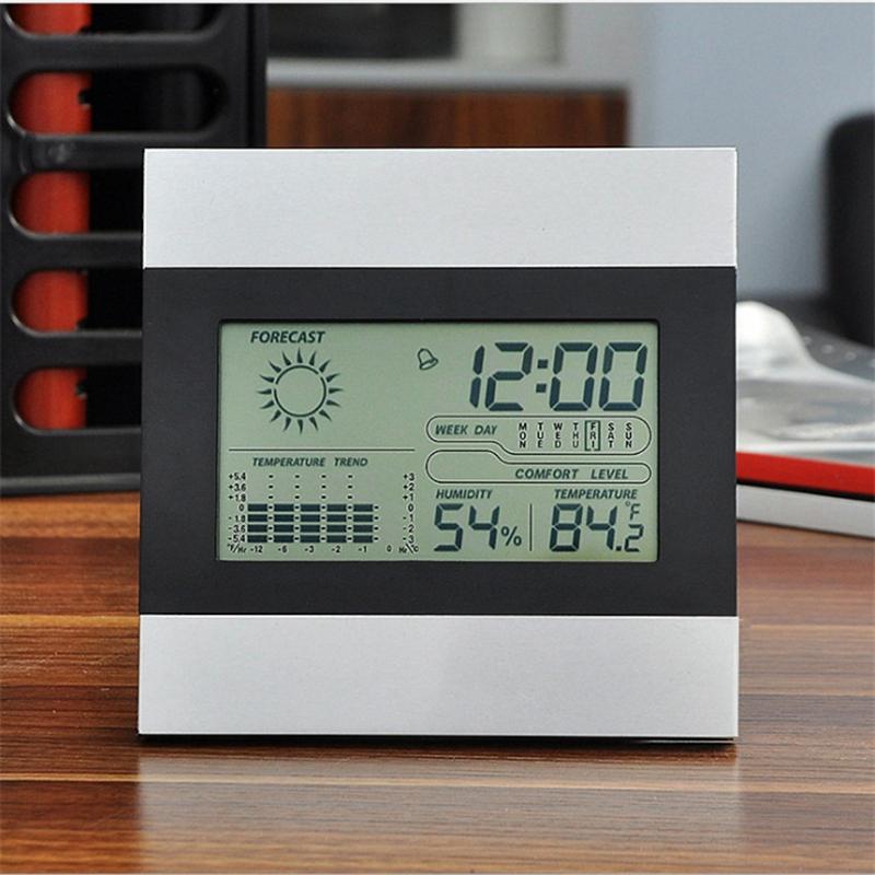 ABUL-Digital Indoor Electronic Thermometer Wireless Weather Station Measuring Humidity Temperature Meter Date LCD Alarm Clock чёрный