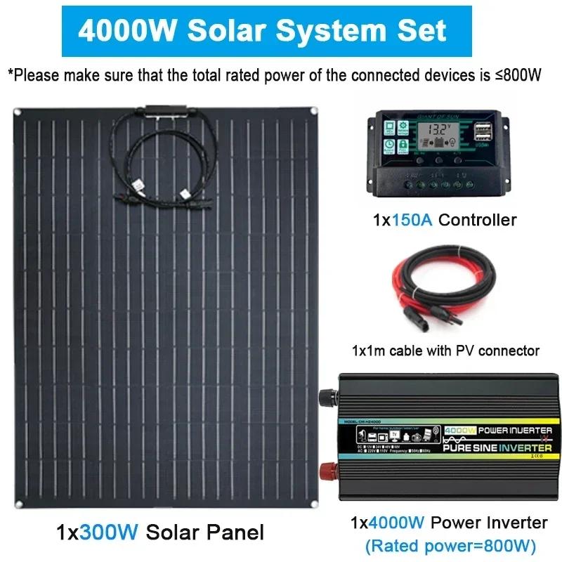 300W 600W Solar Panel Kit 18V Flexible Monocrystalline Solar Cell Power Charger for Outdoor Camping Yacht Motorhome Car RV Boat