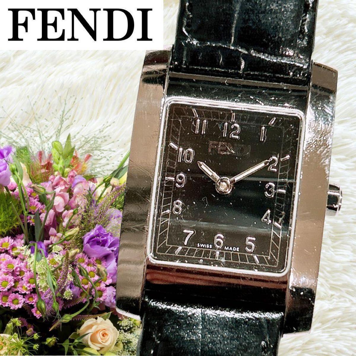 Used Working Fendi FENDI watch square black y2k 00s 008 black dial quartz working working