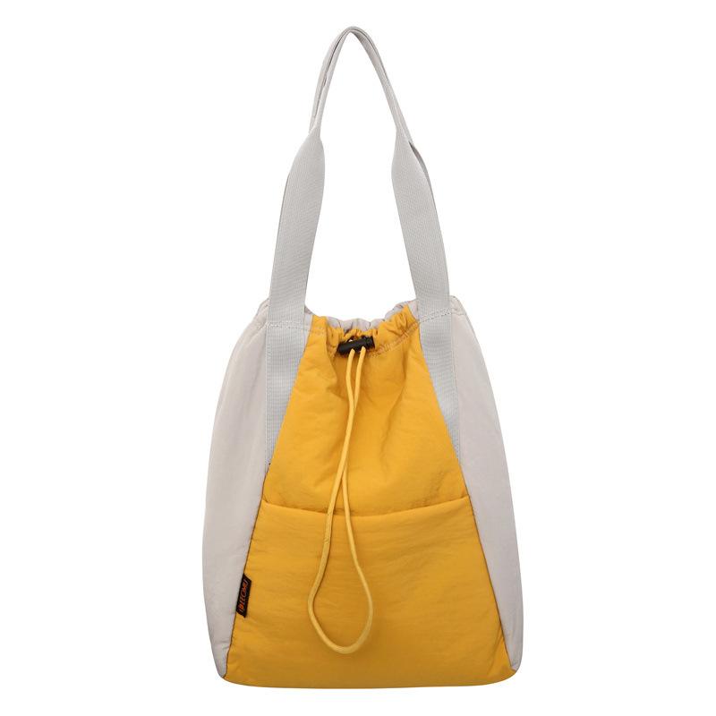 Unisex Double Shoulder Drawstring Leisure Patchwork Travel Lightweight Large Capacity Multifunctional Simple Commuter Handbags