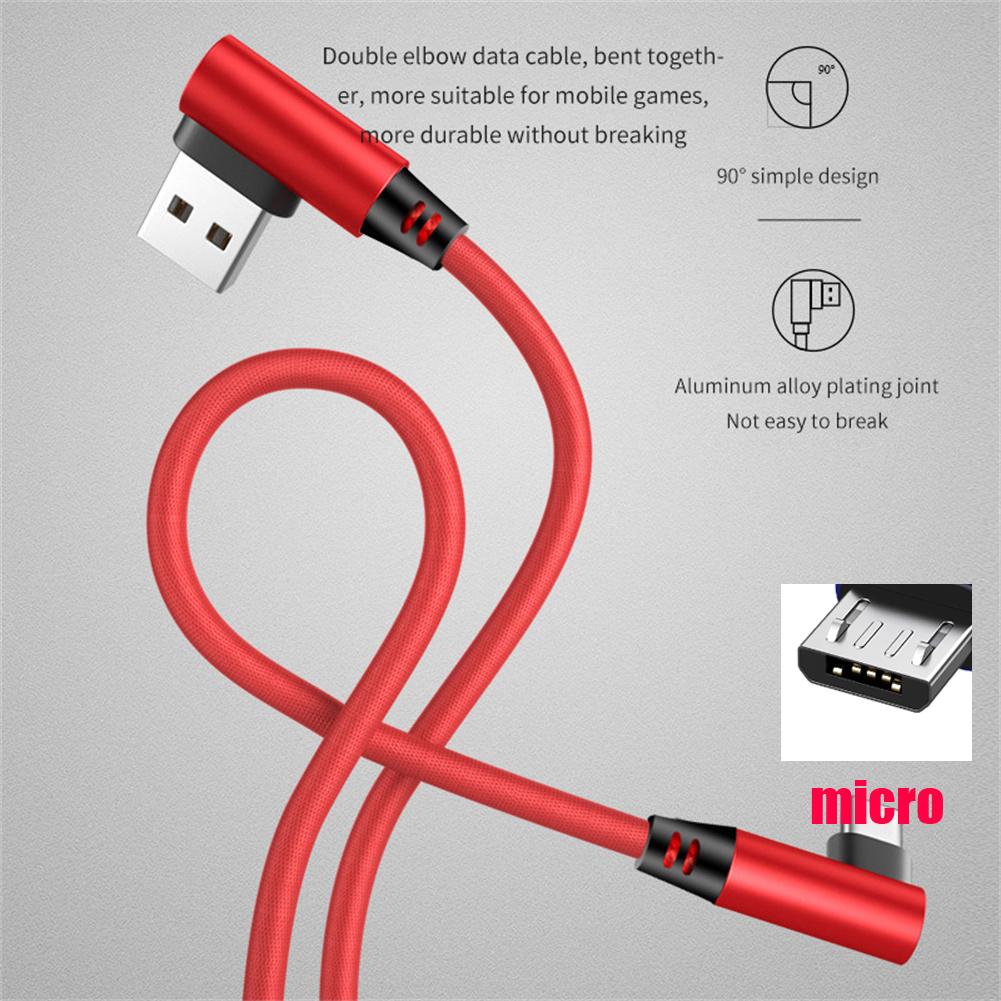 

Подвійний коліно 90 градусів Micro Usb Type-c Кабель для передачі даних Кабель для швидкого заряджання для портативного телефону Лінія зарядного пристрою Red micro Android interface 1 meter#1