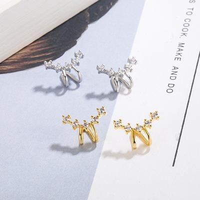 Farbe Schlicht Punk Metall Zirkon Ohrklemme Clip-Ohrringe für Damen Ohne Ohrloch Kristall Stern Earcuff Ohrklemmen Schmuck