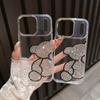Applicable to iphone17ProMax mobile phone case with diamond bear Apple 16 rhinestone acrylic 15 cartoon protective case