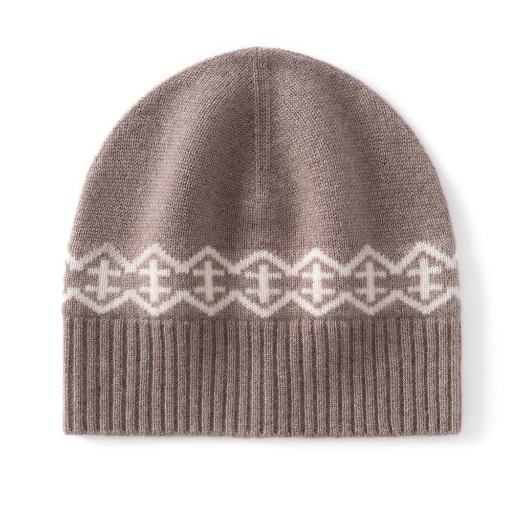Cashmere Hat Women's Fair Island Knitted Wool Hat Autumn and Winter Ear Protection Cold Hat Premium Sense