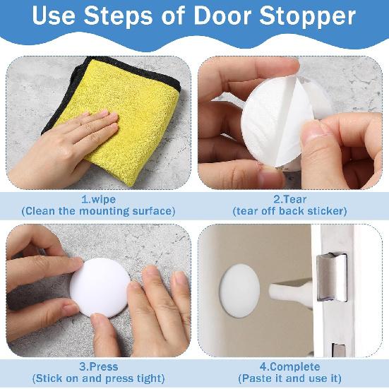 12 Pcs Door Stoppers Door Stops Wall Protector Door Knob Wall Shield White Silicone Doors Protector Round Walls Shield Cushion Doors Knob Walls
