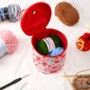 Floral Pattern Yarn Storage Bag Waterproof Yarn Holder Sewing Storage Bag Zipper with Handle Strap for Wool and Needles Storage