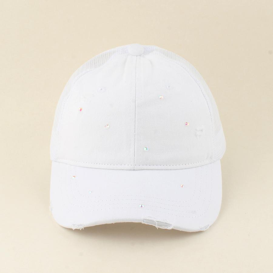New Summer Mesh Rhinestone Baseball Cap Women Diamond Washed Cotton Sun Cap Adjustable Girls Casual Outdoor Beach Hat