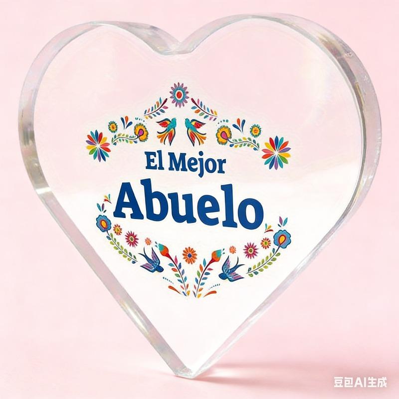 

2D Flat, Spanish The Best Acrylic Heart-Shaped Desktop Decoration Plaque, Colorful Floral Design, Home Decor Plaque Hanging Wall Art Decorative Gard 10.4*10.9CM
