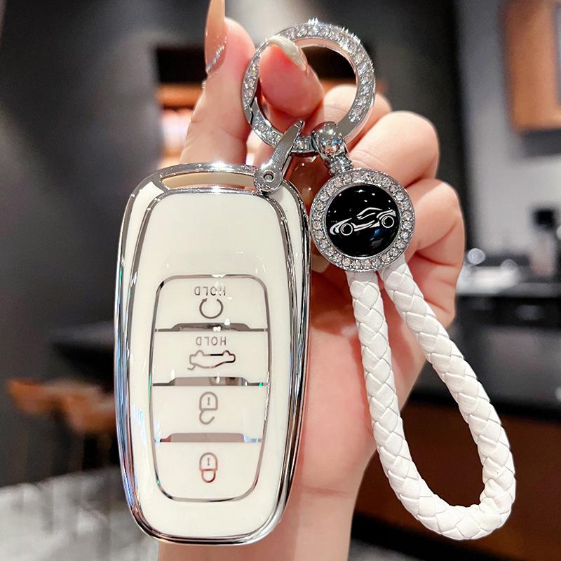 Suitable for Hongqi H5 Key Cover H7 HS5 HS7 New Energy EHS3 Car Leather Men's and Women's Keychain Case