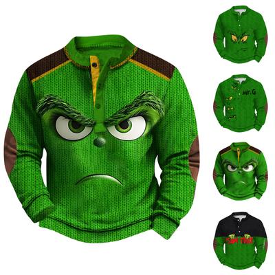 Męska bluza retro casual z nadrukiem gradientowym