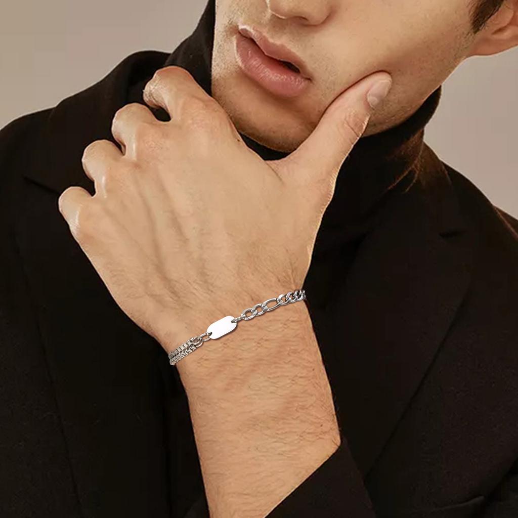 Initials Bracelets for Men Women Couple,Alphabet A-Z 26 Letter Stainless Steel Chain Link Wristband,Valentine's Day Gift for BBF