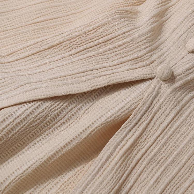 Elegantes Damen Chiffonkleid Hohe Taille A-Linie Knielang V-Ausschnitt Langarm Unifarben Herbst Winter