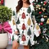 Plus Size Women's Gradient Print Casual Spring/Autumn Pocket Round Neck Long Sleeve Dress