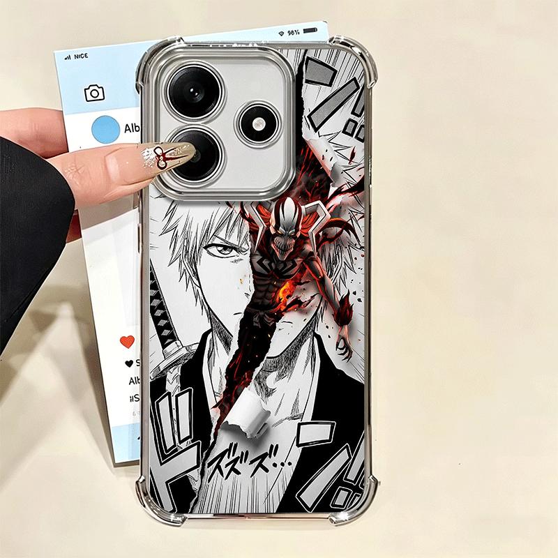 Bleach Kurosaki Ichigo Soft Phone Case For Xiaomi Redmi Note 14 15 Pro Plus 13 12 11S 11T 5G 10 9S 9 Plating Anti-Fall Fundas