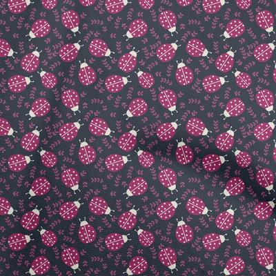 Cotton Flex Dark Blue Fabric Bird Ladybird Sewing Material Print Fabric By The Yard 40 Inch