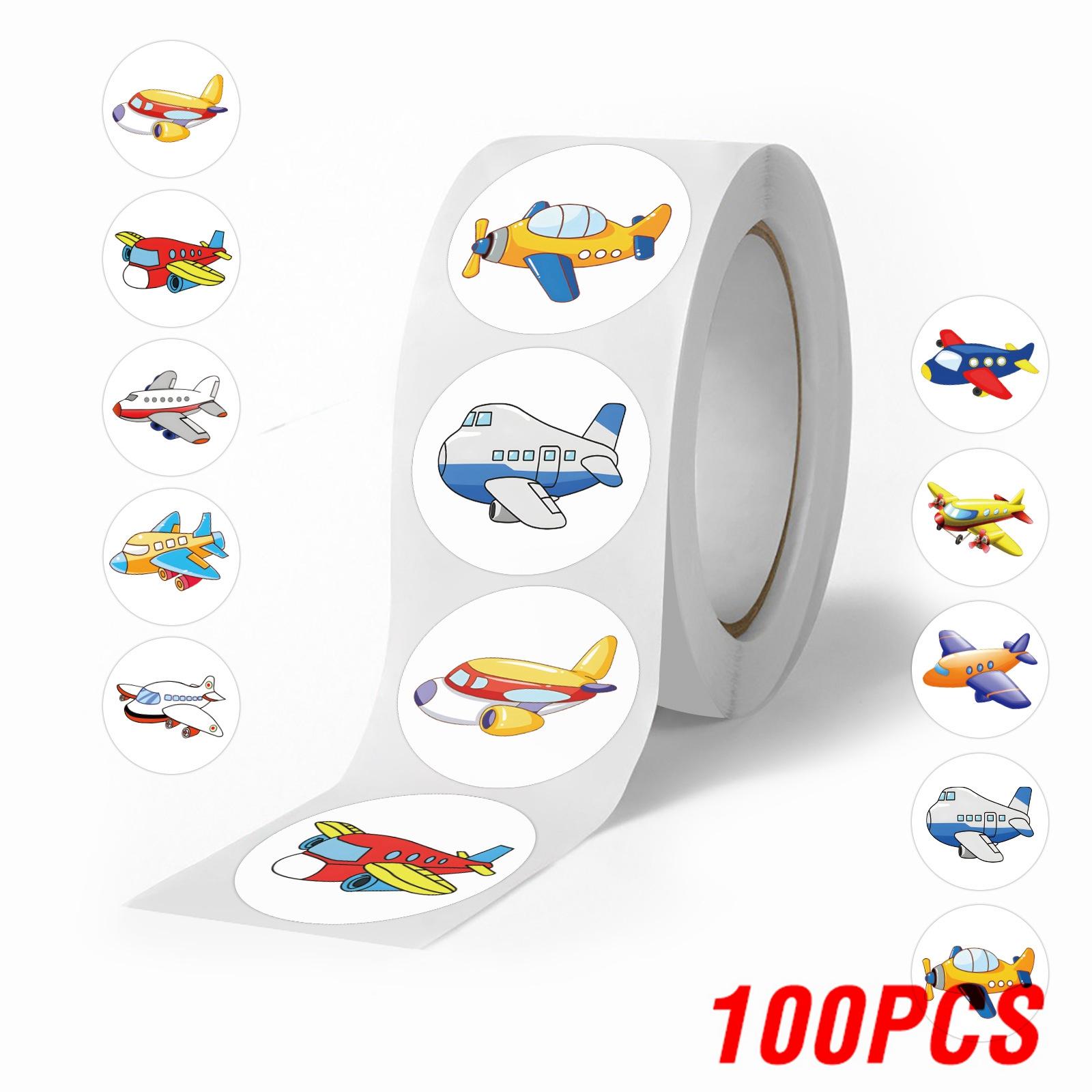 100-500Pcs High-Quality Round High-Quality Airplane High-Quality Sticker Youngsters High-Quality Birthday Present ideas High-Quality Classroom