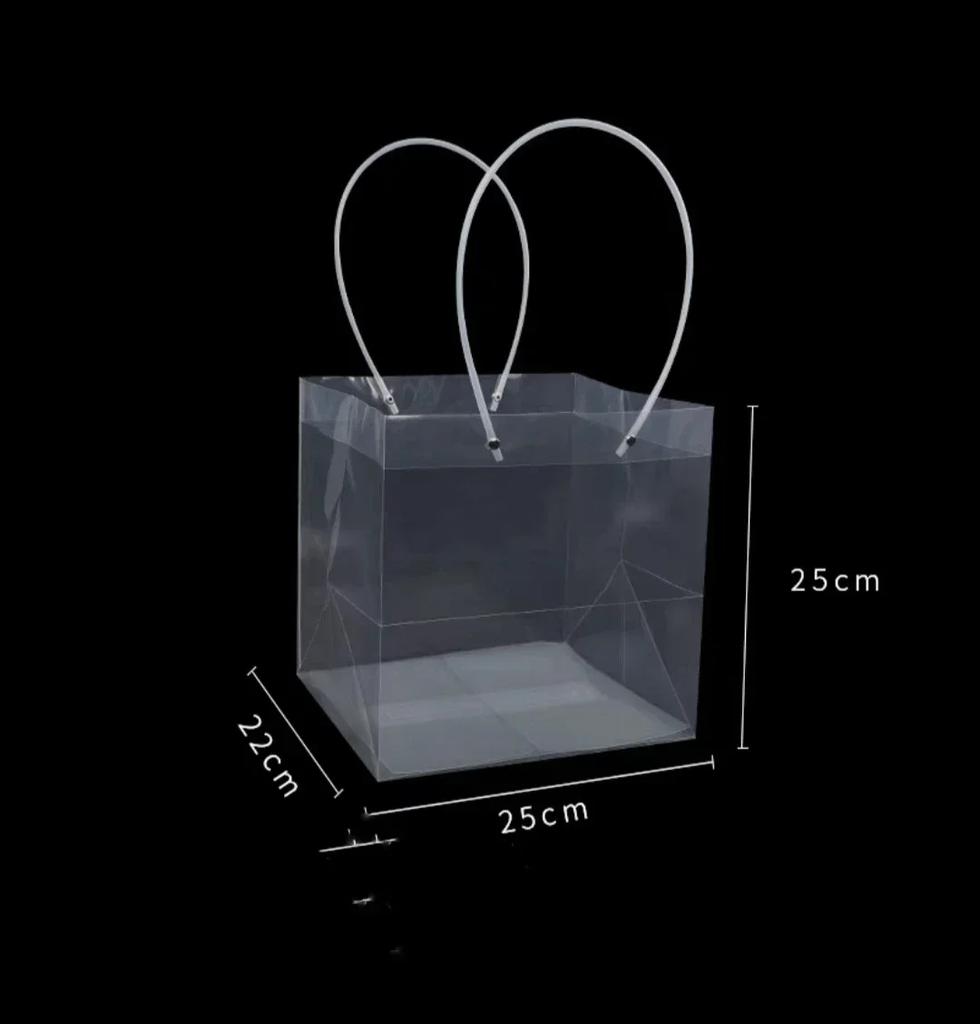 10piece A Trapezoidal Transparent Flower Handbag Waterproof OPP Square Handheld Flower Bag Gift Bouquet Packaging Handbag