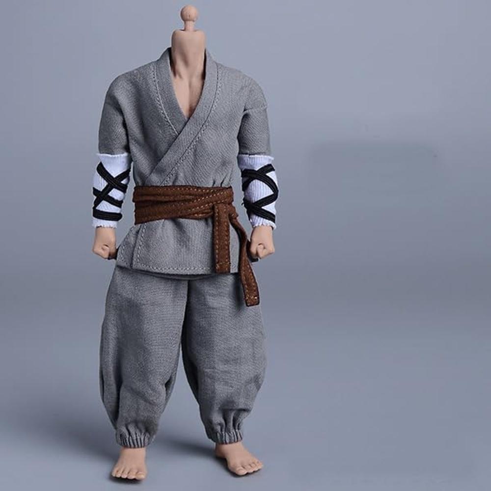 1/12 Scale Male Female Universal Movable Action Figure Costume Shaolin Temple, Temple Warrior Monk, Monk Combat Uniform, Clothes, (Body, head, shoes,