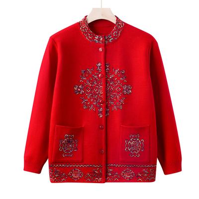 Autumn Female Mother Spring and Autumn New Grandma Wear Knitted Coat New Top