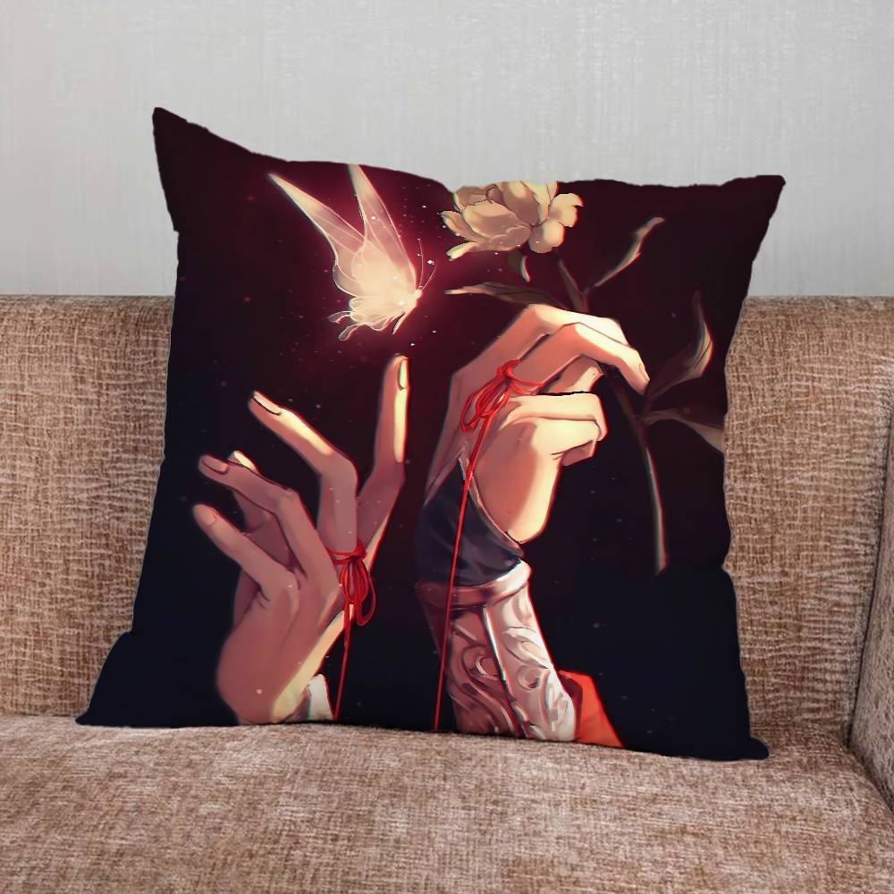 HHeaven Cartoon Officials Blessing Pillow Case For Home Bedroom Car Office Decoration Living Room Sofa Cushion Cover Suitable