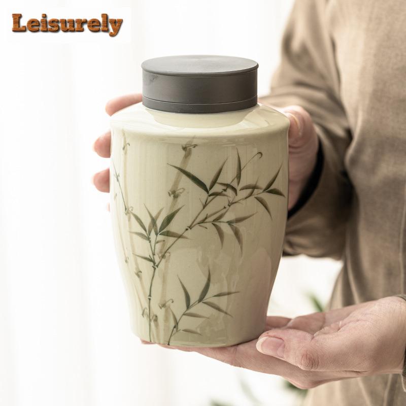 Smaragdgrüne Bambus-Teebox Organizer Feuchtigkeitsdicht Handgefertigt Vorratsbehälter Teedose Blumentee Geschirr Sammlung